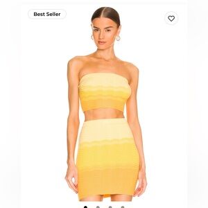 Yellow Ombre Knit Mini Skirt